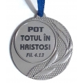 Medalie metalica argintiu, Pot totul in Hristos!